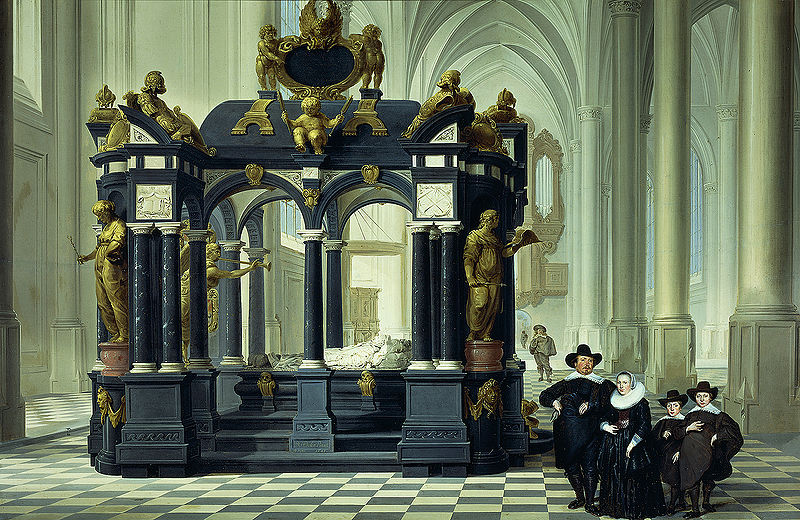 A family beside the tomb of Willem I in the Nieuwe Kerk, Delft.